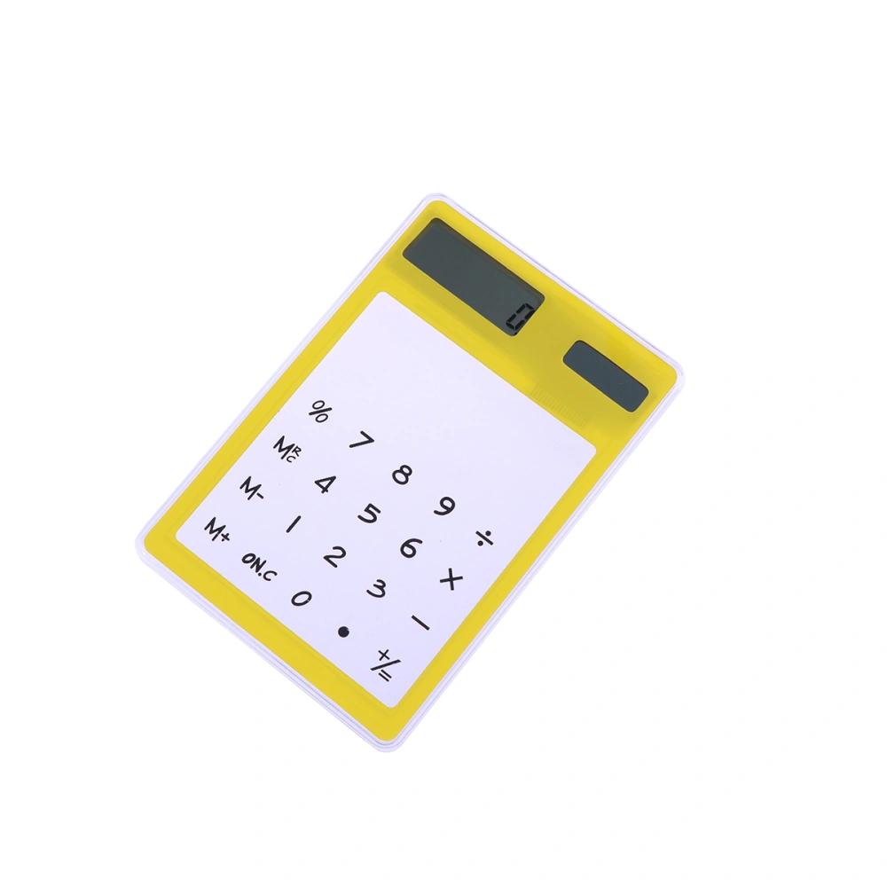 Solar Calculator Transparent Touch Panel with LCD Screen Design School Office Supplies (Yellow)