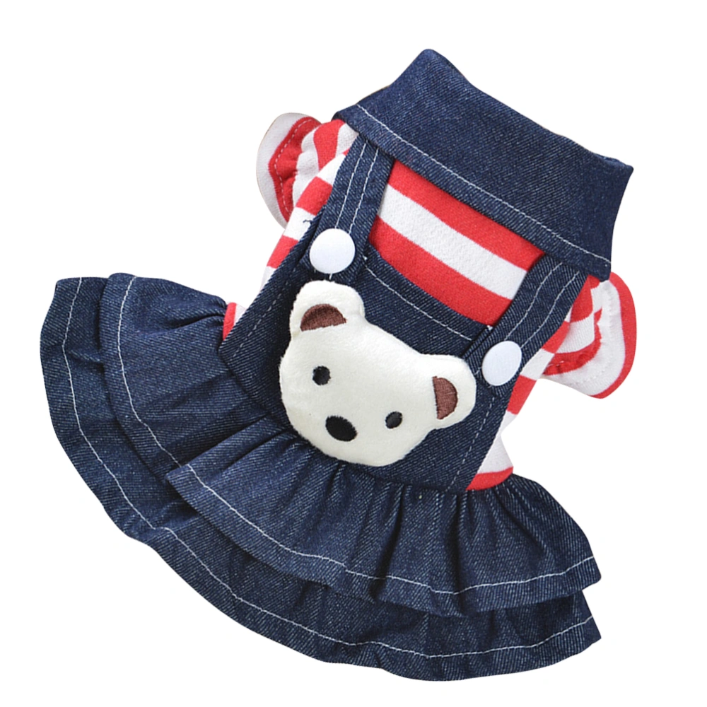 Adorable Red Stripes Dog Apparel Small Pet Dog Cat Puppy Bear Decor Dress Elegant Dog Dress (Size 14-L, Red)