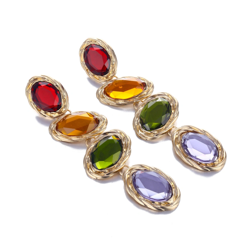 Multicolor Ear Stud Oval Alloy Dangle Earrings Jewelry Accessories Ear Decor for Women Girls