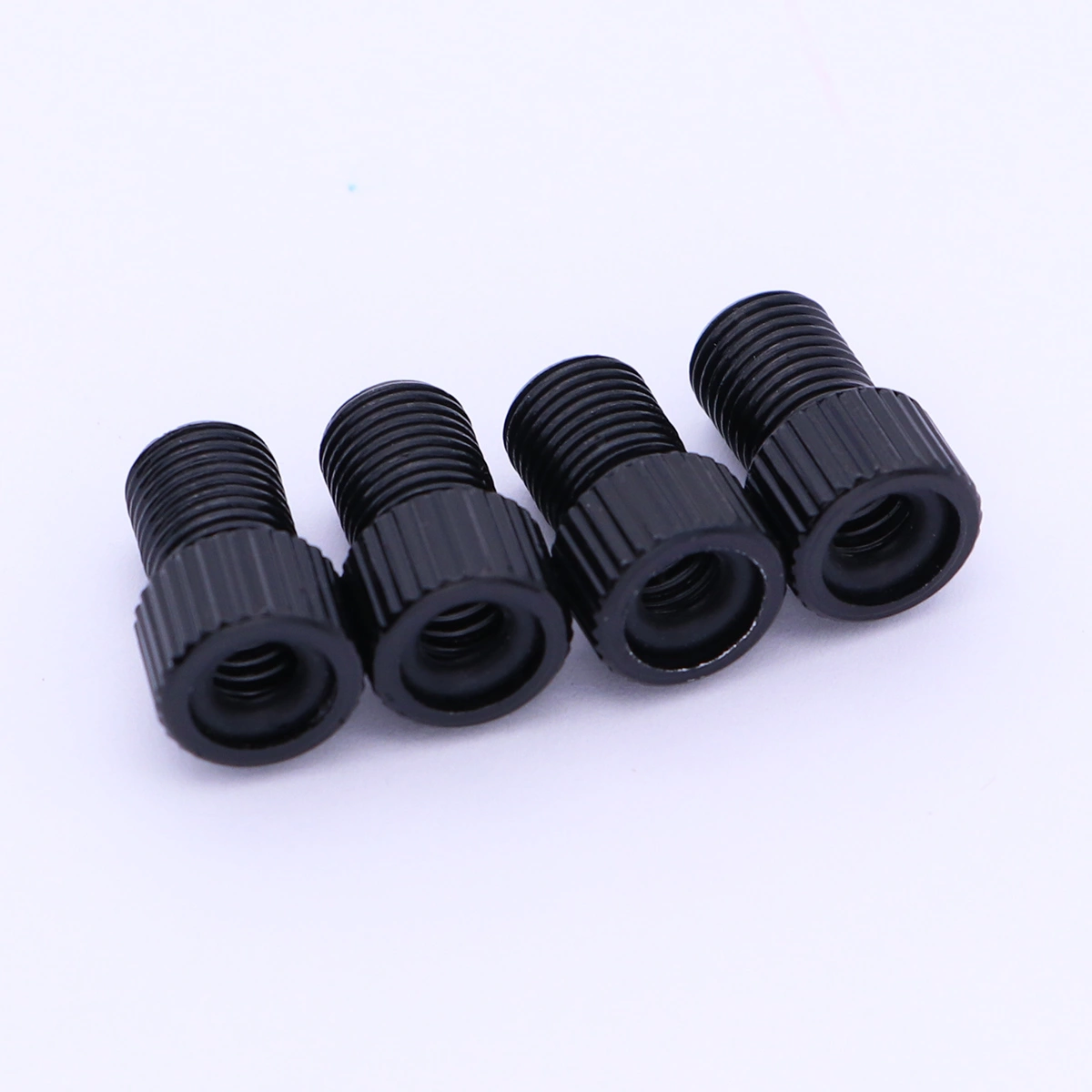 4 PCS Aluminum Alloy French Presta to Schrader Adapters Converters MTB Road Bike Mountain Bike Tube Pump Air Compressor Adapter Repair Tools (Black)