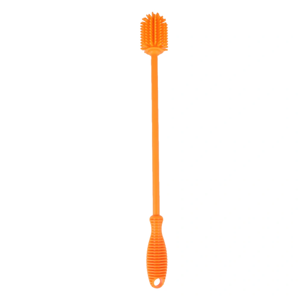 Long Handle Brush Glass Cup Cleaning Brush Baby Feeding Bottle Brush Kitchen Cup Brush Pacifier Brush (Orange)