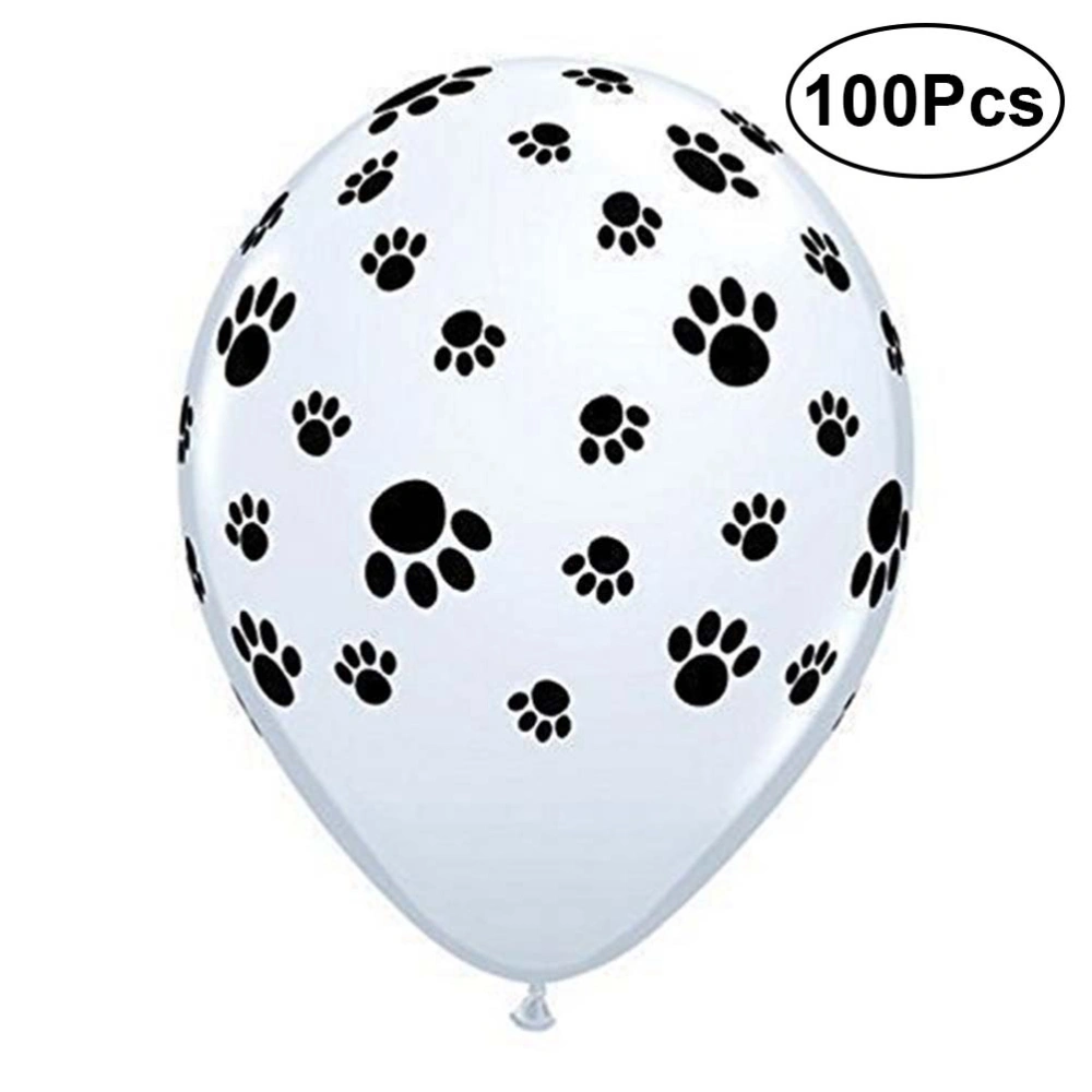 100Pcs 12 Inch Dog Balloons Latex Rubber Balloons Birthday Party Favors Supplies Decorations (White)