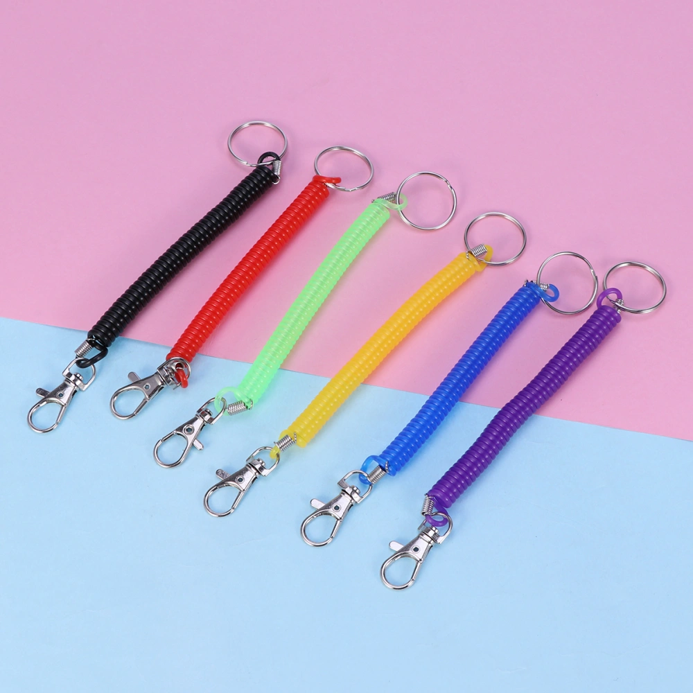 12 Pieces Stretchy Spiral Keyring Colourful Plastic Keychain Spring Retractable Key Holder