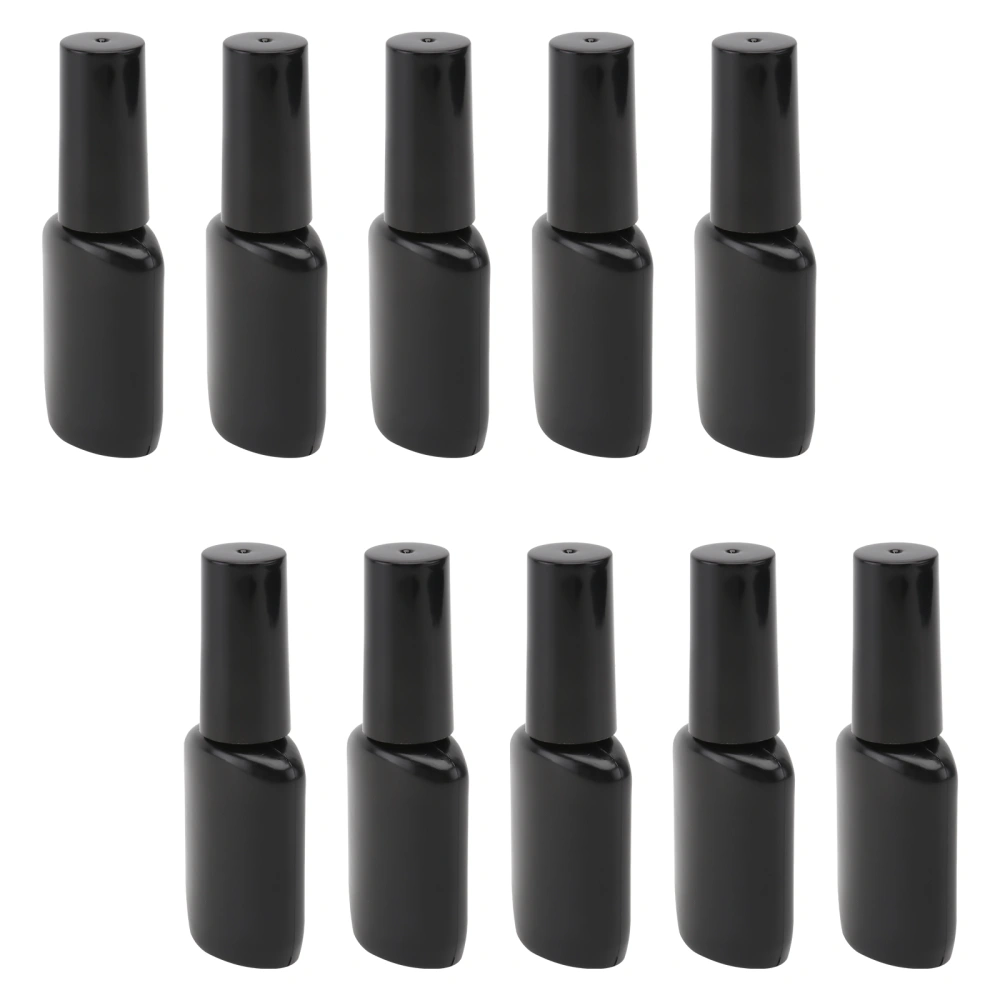 10Pcs Plastic Simple Bottle with Brush Wearable Nail Polish Bottle Black