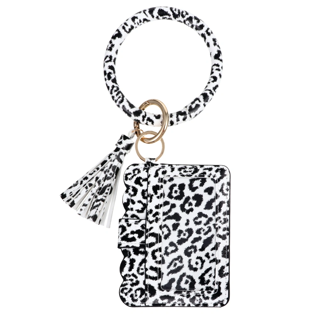 1PC Creative Cards Bag Leopard Pattern Pouch Fringed Bracelet Key Chain Bag