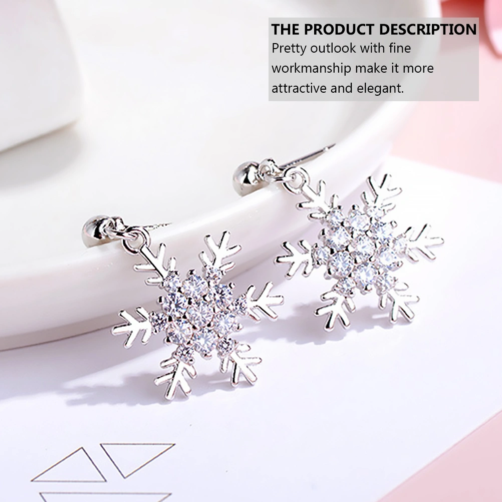 1 Pair of Christmas Earrings Snowflake Shape Ear Drop Diamond-studded Ear Stud