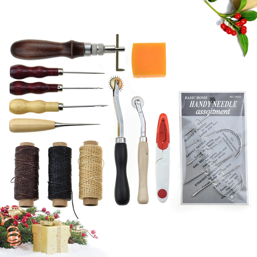 1 Set Leather Hand Craft Kit DIY Leather Craft Tools Handmade Sewing Tool Accessories for Home Shop