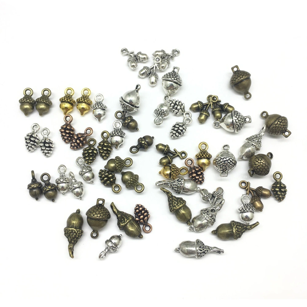 50Pcs DIY Acorn Pine Cone Pendants Hanging Decors Jewelry Making Ornaments for Bracelet Earrring