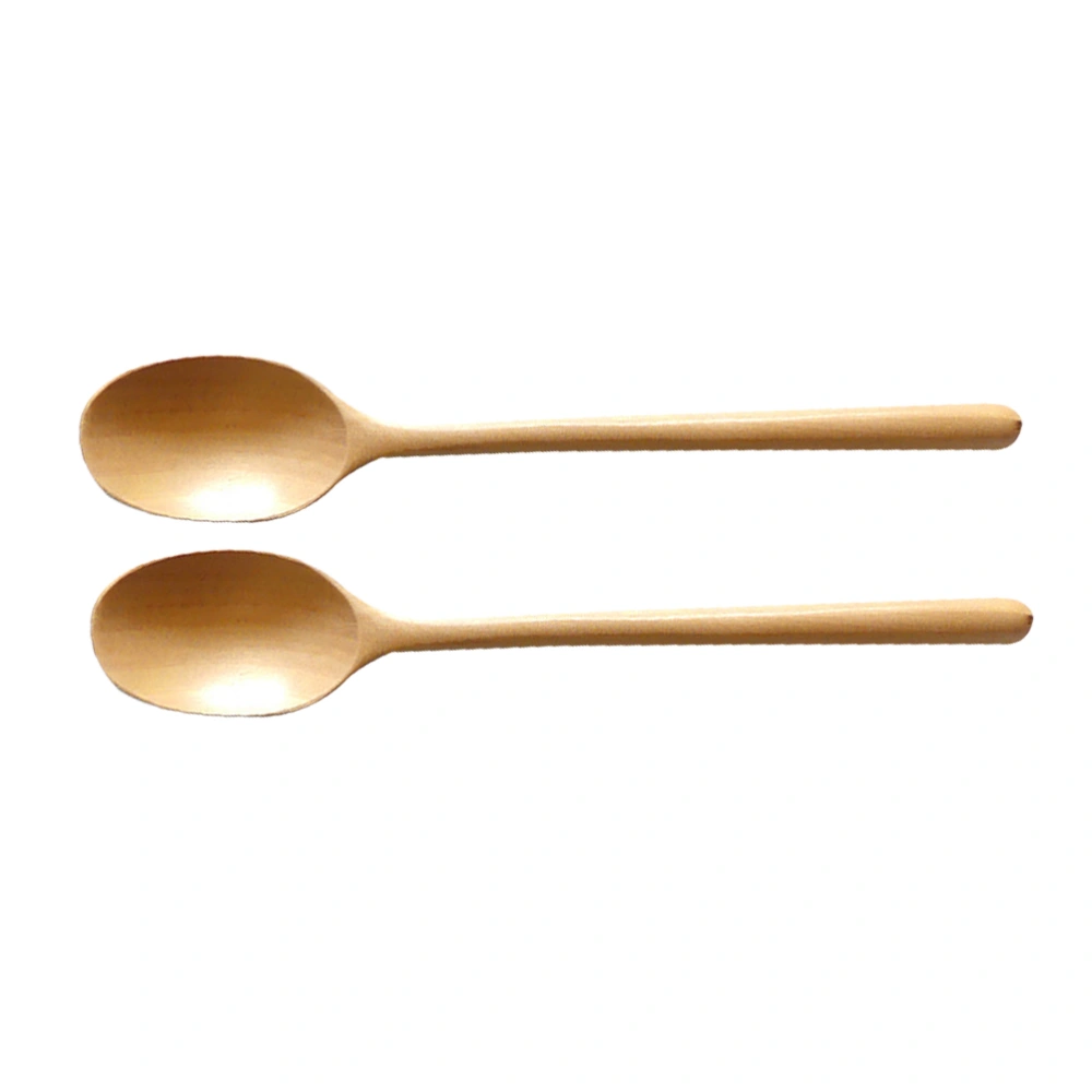 2pcs Long Wooden Spoons Household Soup Ladles Food Serving Scoop Kitchen Utensils for Home Restaurant Light Yellow