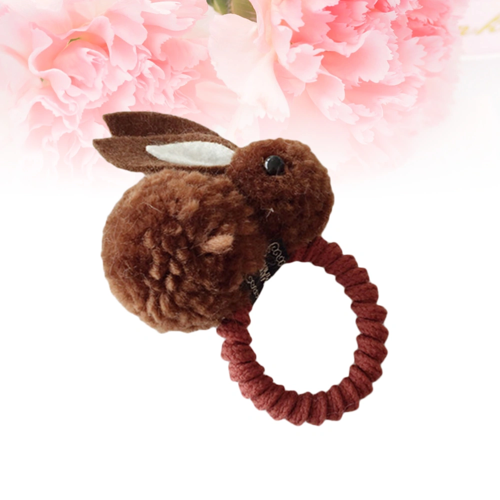 Rabbit Stretch Hair Ties Elastic Hair Ring Ponytail Holders Hair Accessories for Kids and Baby Girl (Coffee)