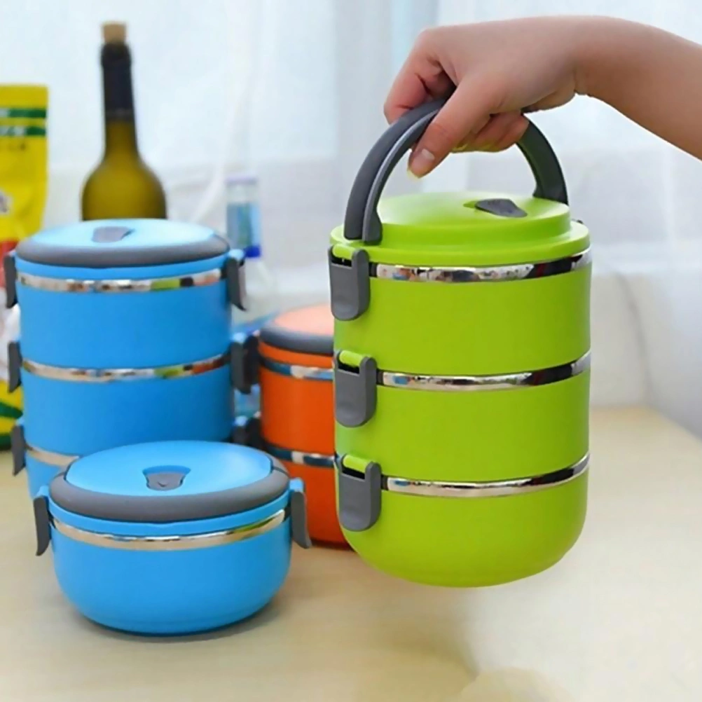 Stainless Steel Thermal Insulated Lunch Box Lock Container Food Storage Boxes(Dark Blue)