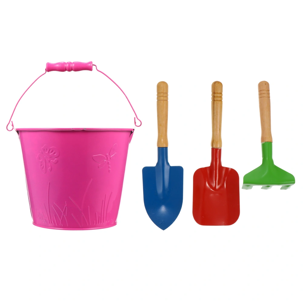 1 Set of Children Beach Toys Iron Bucket Shovel Toys Outdoor Dig Sand Plaything