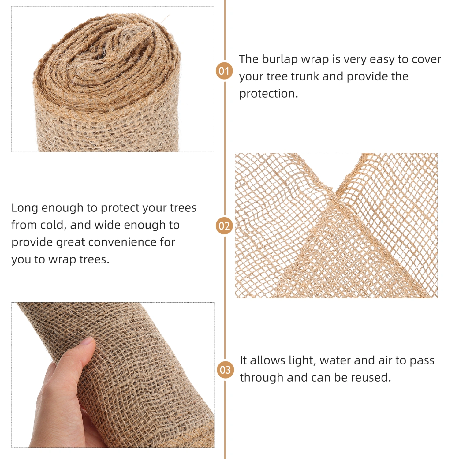1 Roll of Burlap Tree Wrap Linen Plant Cover Cold-proof Tree Trunk Protection Wrap