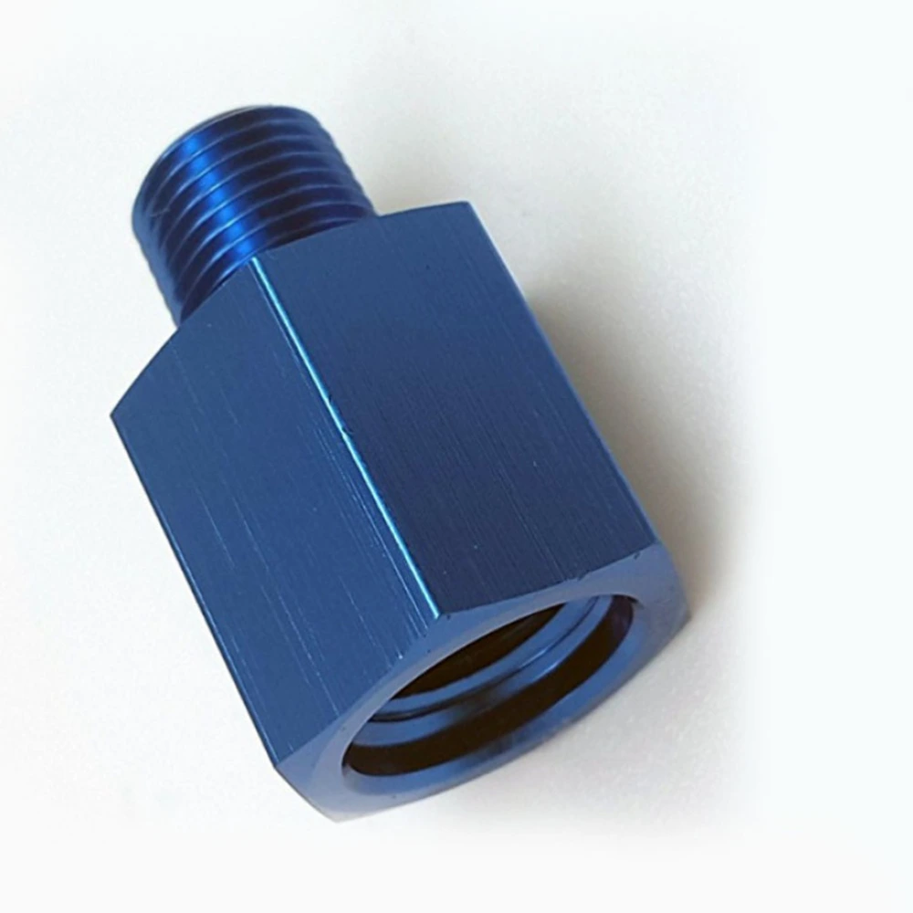 M12 to 1/8 NPT Aluminum Gauge Sensor Sender Thread Adapter Reducer Oil Pressure Sensor Adapter Engine Accessories (Blue)