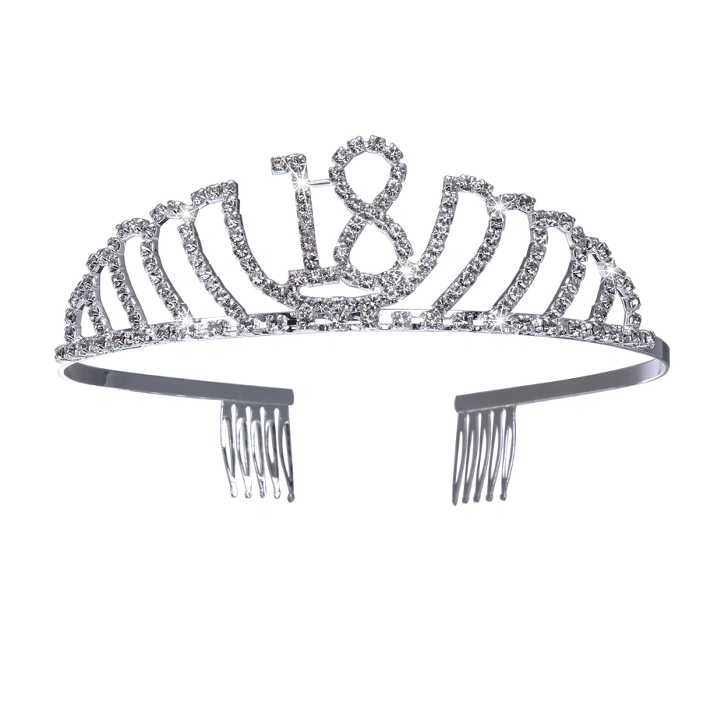 18th Birthday Tiara Crystal Rhinestone Birthday Tiara Queen Crowns Headband With Hair Combs Clip