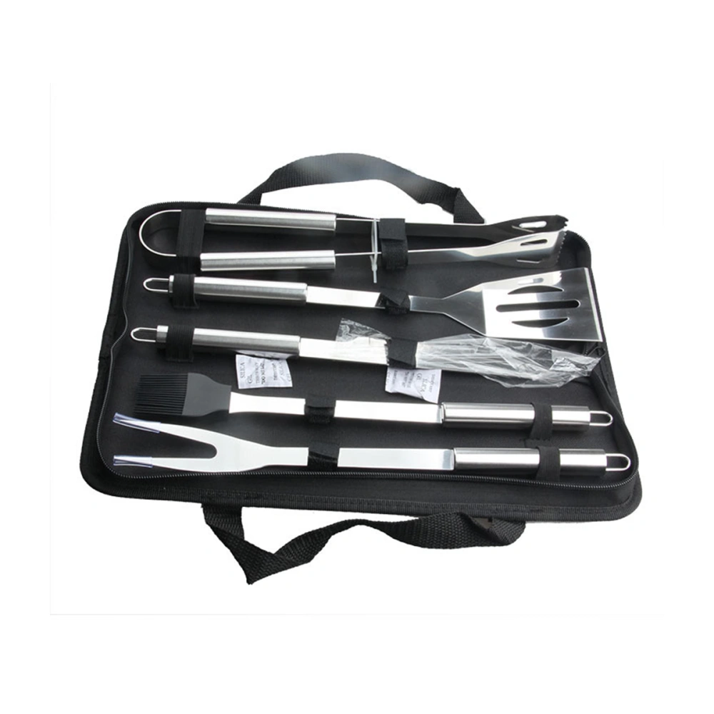 5Pcs Stainless Steel BBQ Tools Perfect Outdoor Barbecue Grill Utensils Set with Oxford Fabric Case Package