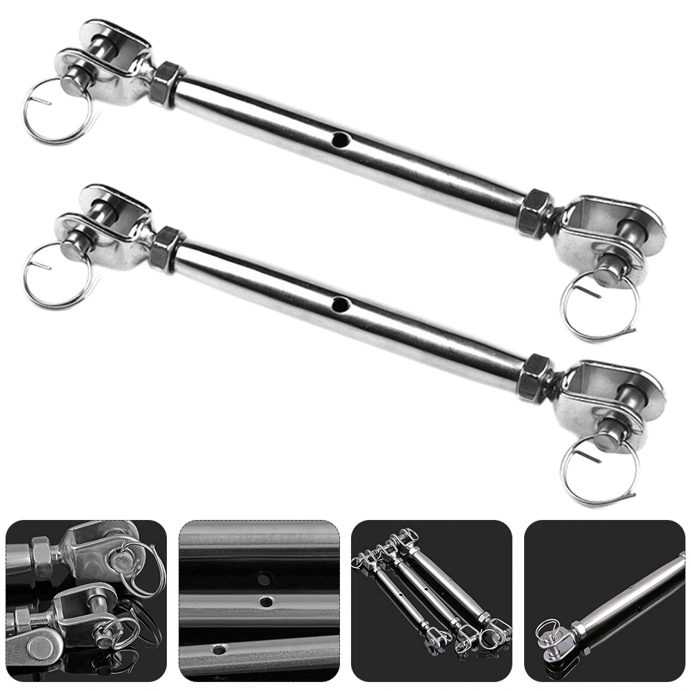 2pcs Stainless Steel Screw Turnbuckles Wire Rope Tension Tensioner (Silver)
