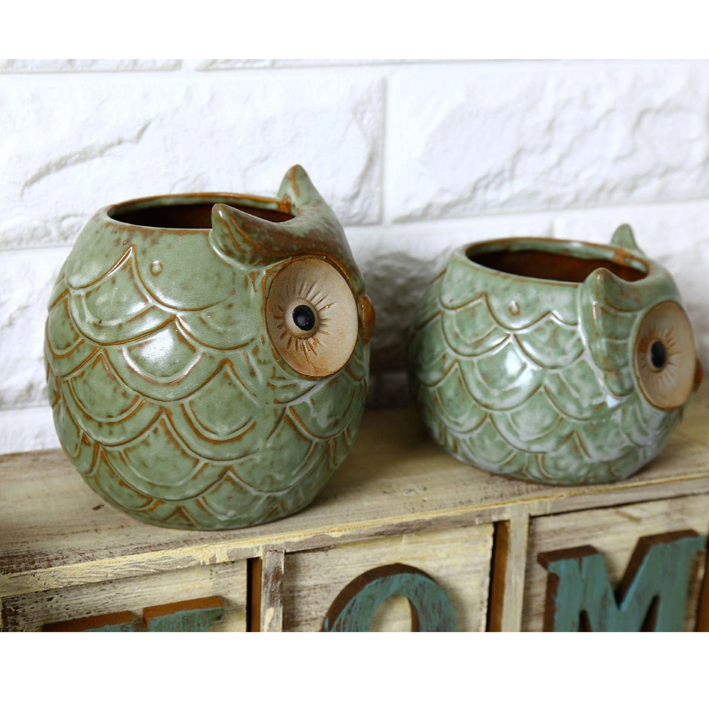 Small Owl Retro Decorative Pored Ceramic Crafts Creative Succulents Pots Decoration