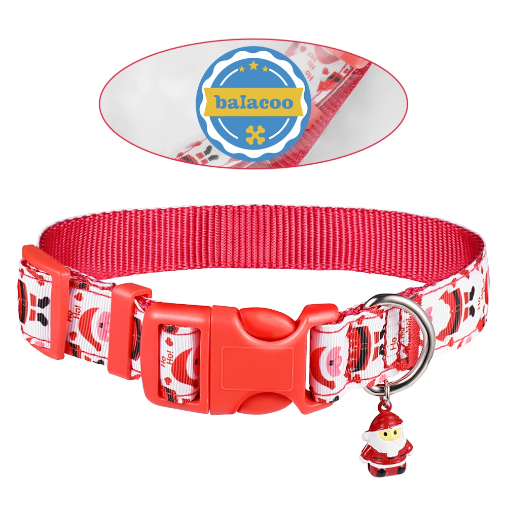 Balacoo Santa Bell Pet Collar Nylon Pet Necklace Christmas Pet Supplies for Dog Puppy (Size L)