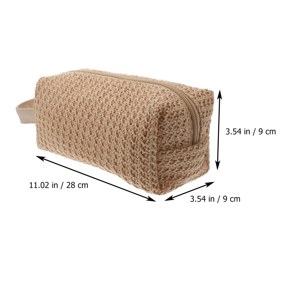 PP Straw Zipper Clutch Bag Washing Handbag Summer Beach Coin Purse for Women