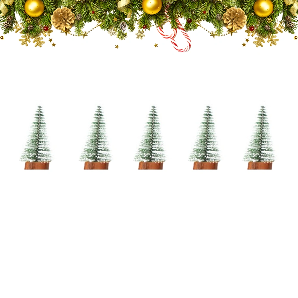 5 Pcs Mini Christmas Tree Desktop Small Ornament Tabletop Cedar with Lamp for Home Xmas Party Decoration (10cm)