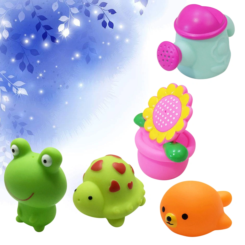 5 Pcs Cartoon Baby Shower Bath Toys Eco-friendly PVC Animals Water Playing Tool Funny Bathtime Bauble