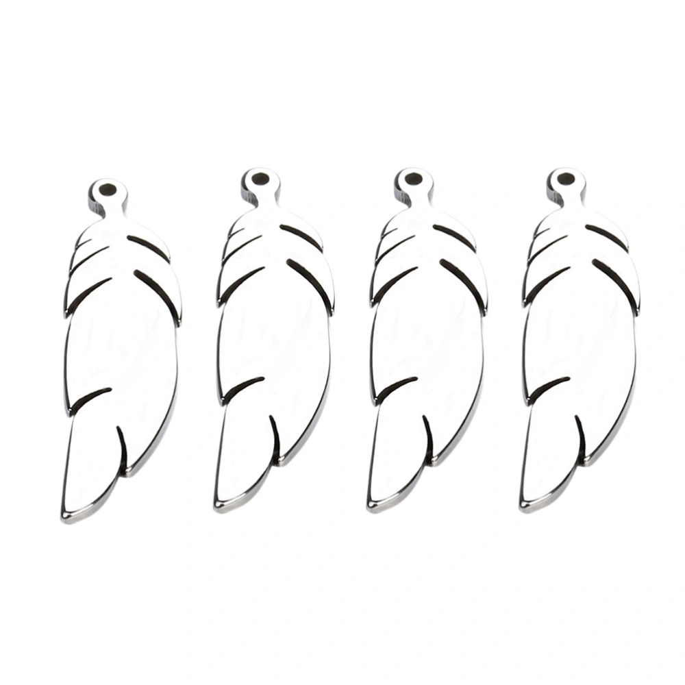 20pcs Stainless Steel Feather Pendant DIY Jewelry Accessories DIY Necklace Feather Pendant (Silver)