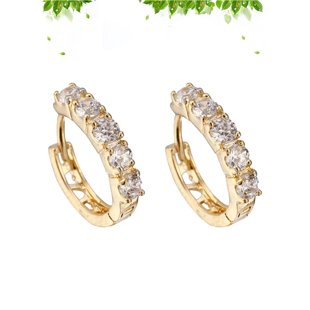 1 Pair Diamond-encrusted Ear Ring Electroplating Zircon Ear Ring