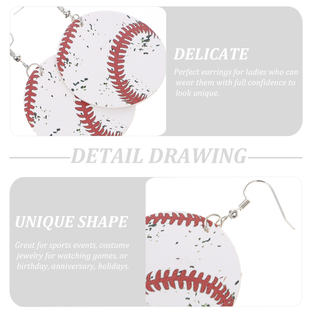 3 Pairs Sports Style PU Leather Earring Sports Balls Earring Women Birthday Gift