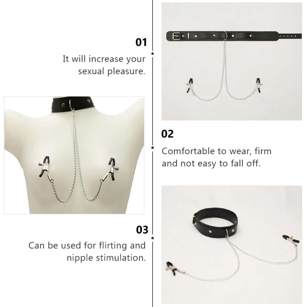 2 Pcs Nipples Clips Choker Breast Clips Breast Clamps Nipples Clips with Collar