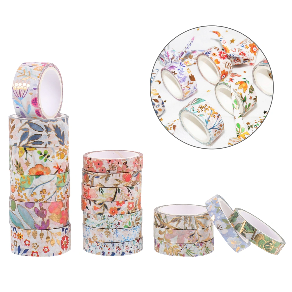 18 Rolls Flower Washi Tapes HOT Stamping Decorative Masking Tapes Party Favors