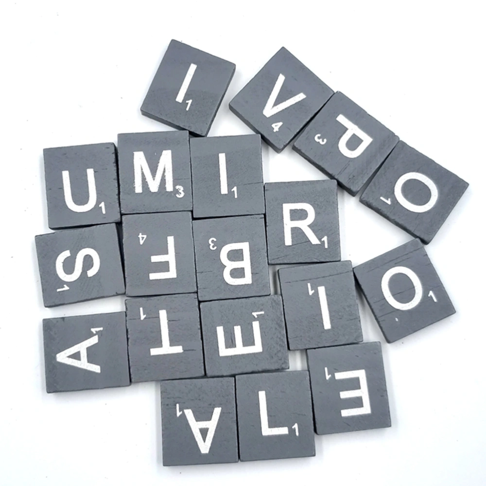 100PCS Grey Natural Wood Chips DIY 26 English Letters Words Alphabet Puzzle Literacy Box Baby Intellectual Development Wooden Chips