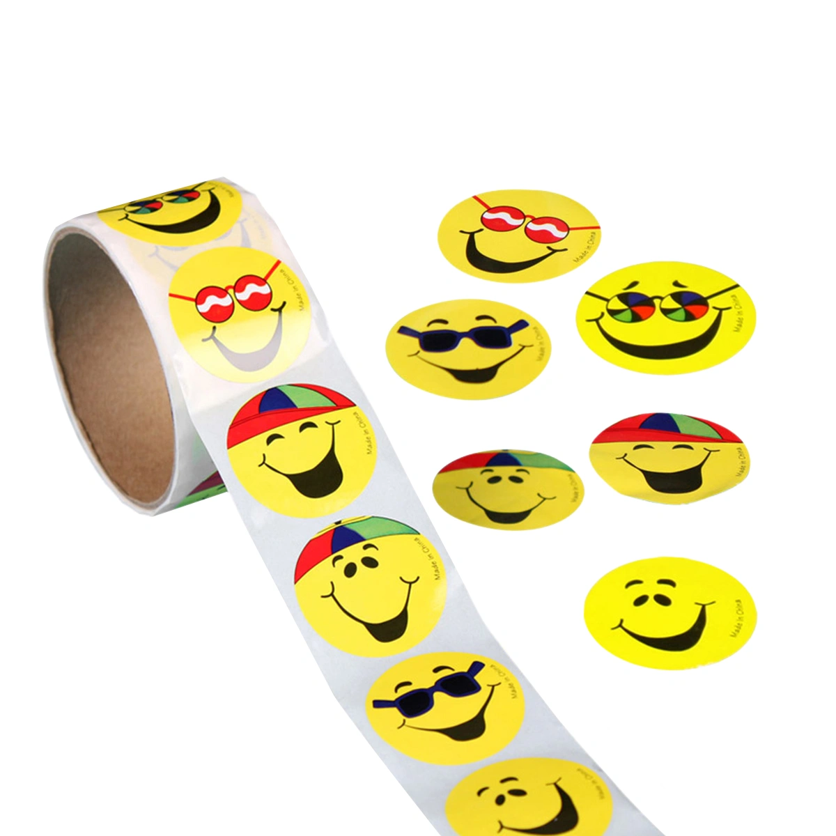 100 Pcs Yellow Smile Face Circle Stickers