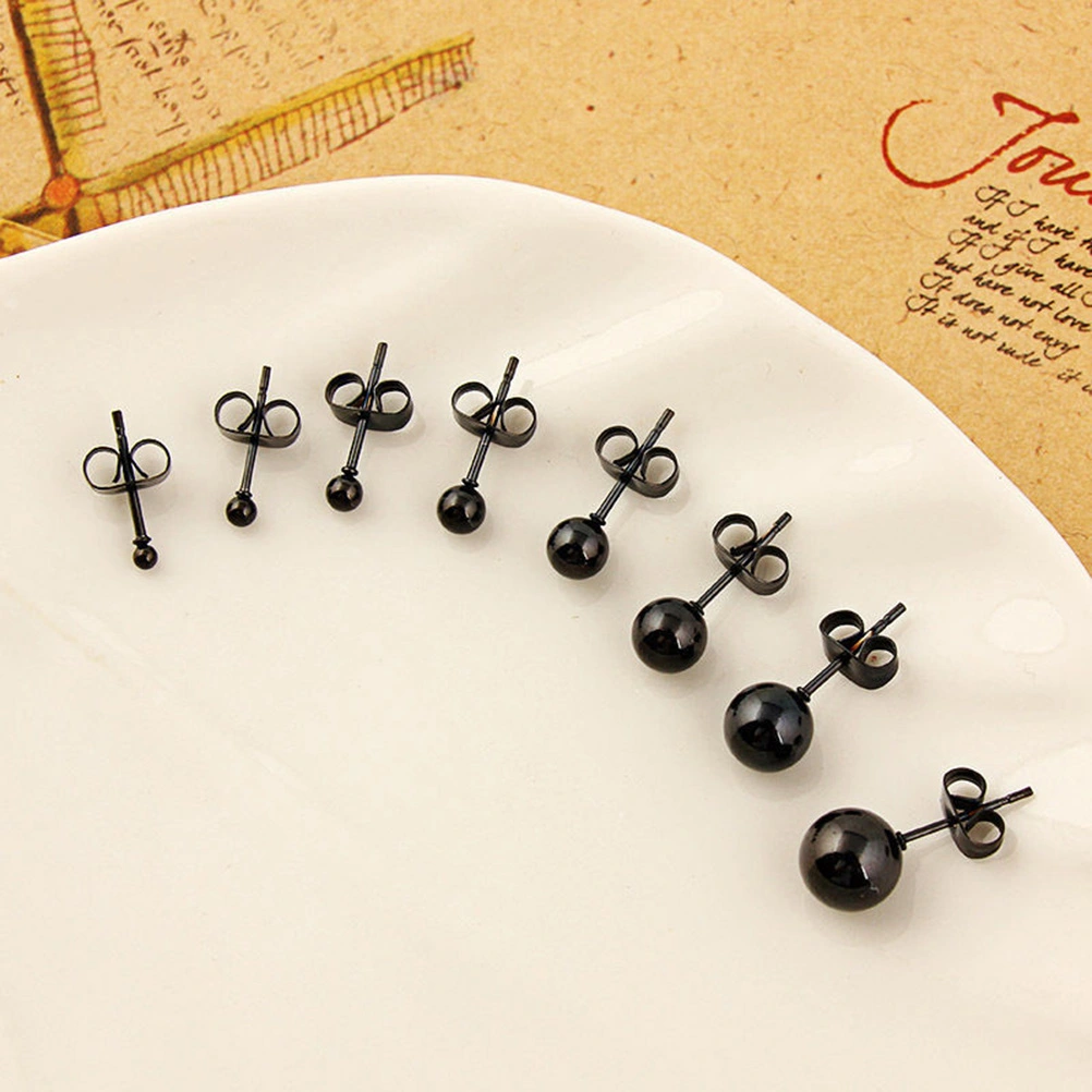 6 Pairs Surgical Steel Trendy Stud Earring Set Colorful Ball Ear Studs