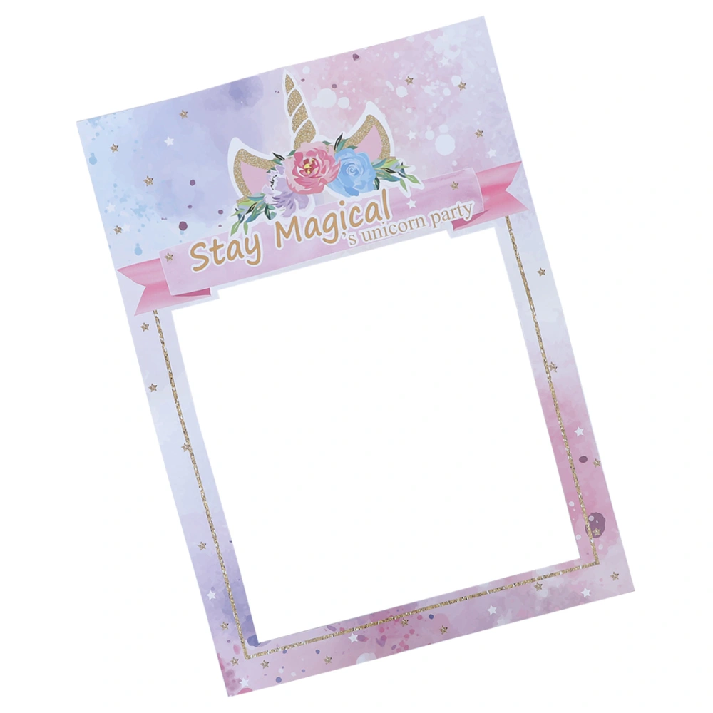 Unicorn Themed Party Paper Photo Frame Romantic Fashion Picture Frame Handheld Photo Prop Wedding Birthday Party Favor