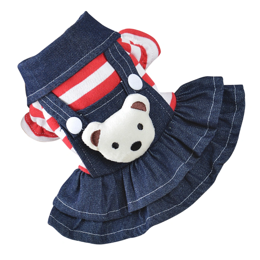 Adorable Red Stripes Dog Apparel Small Pet Dog Cat Puppy Bear Decor Dress Elegant Dog Dress (Size 16-XL, Red)