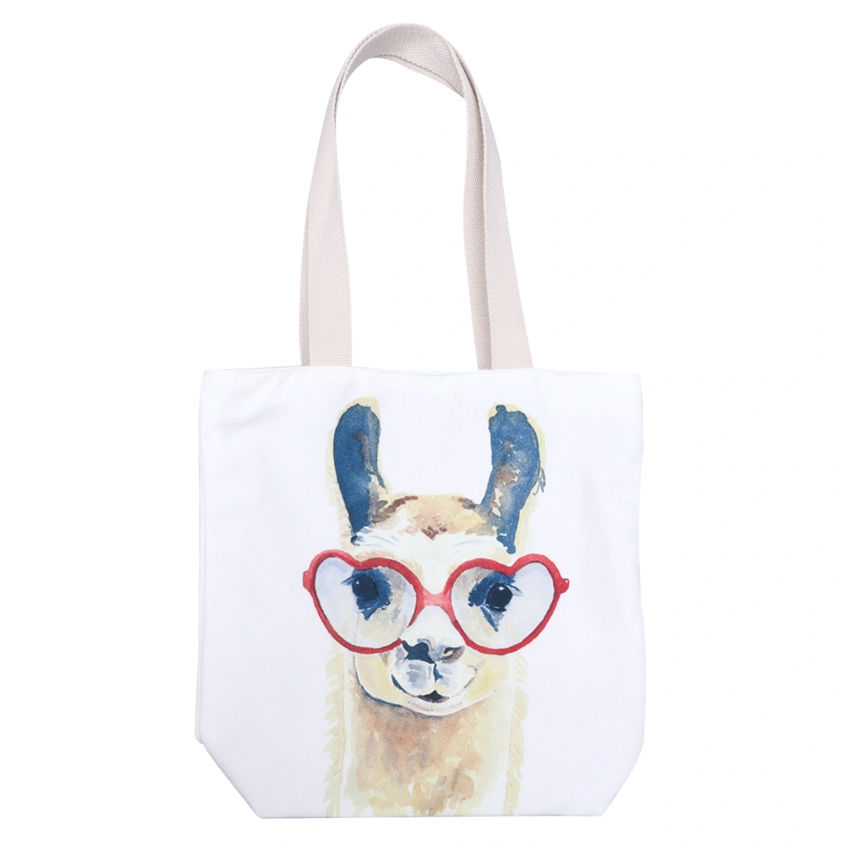 Giraffe with Glasses Design Canvas Shoulder Bag Fashion Shoulder Pouch Large Capacity Printing Storage Bag Shopping Pouch Portable Outdoor Tote Bag for Girls Woman Lady