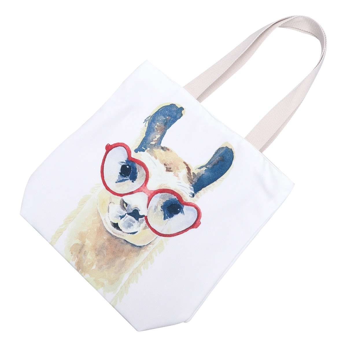 Giraffe with Glasses Design Canvas Shoulder Bag Fashion Shoulder Pouch Large Capacity Printing Storage Bag Shopping Pouch Portable Outdoor Tote Bag for Girls Woman Lady