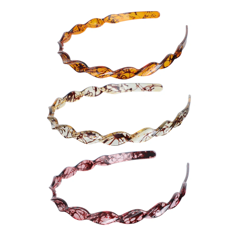 3Pcs Premium Oxford Resin Helix U-shaped Headbands for Women Hair Decor