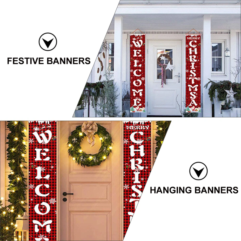 1 Pair Festive MERRY Door Adornments Beautiful Bright Door Ornaments (Red)