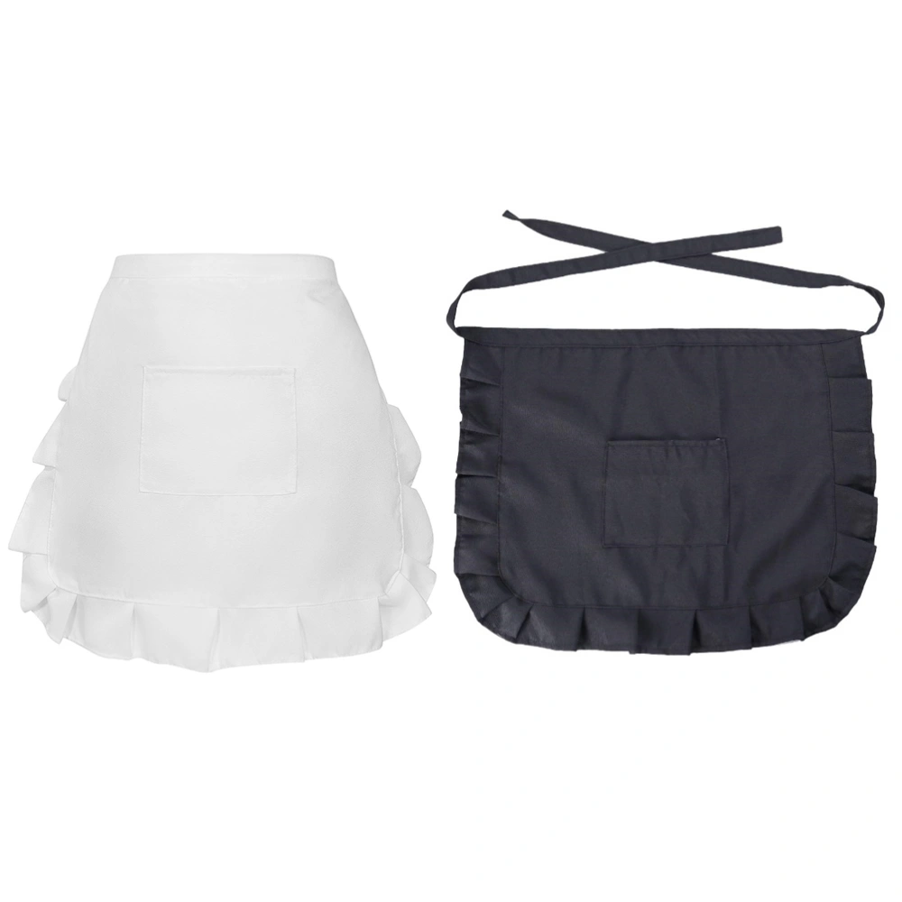 2Pcs Half-length Cooking Aprons Simple Anti-oil Aprons Home Supplies (White, Black）