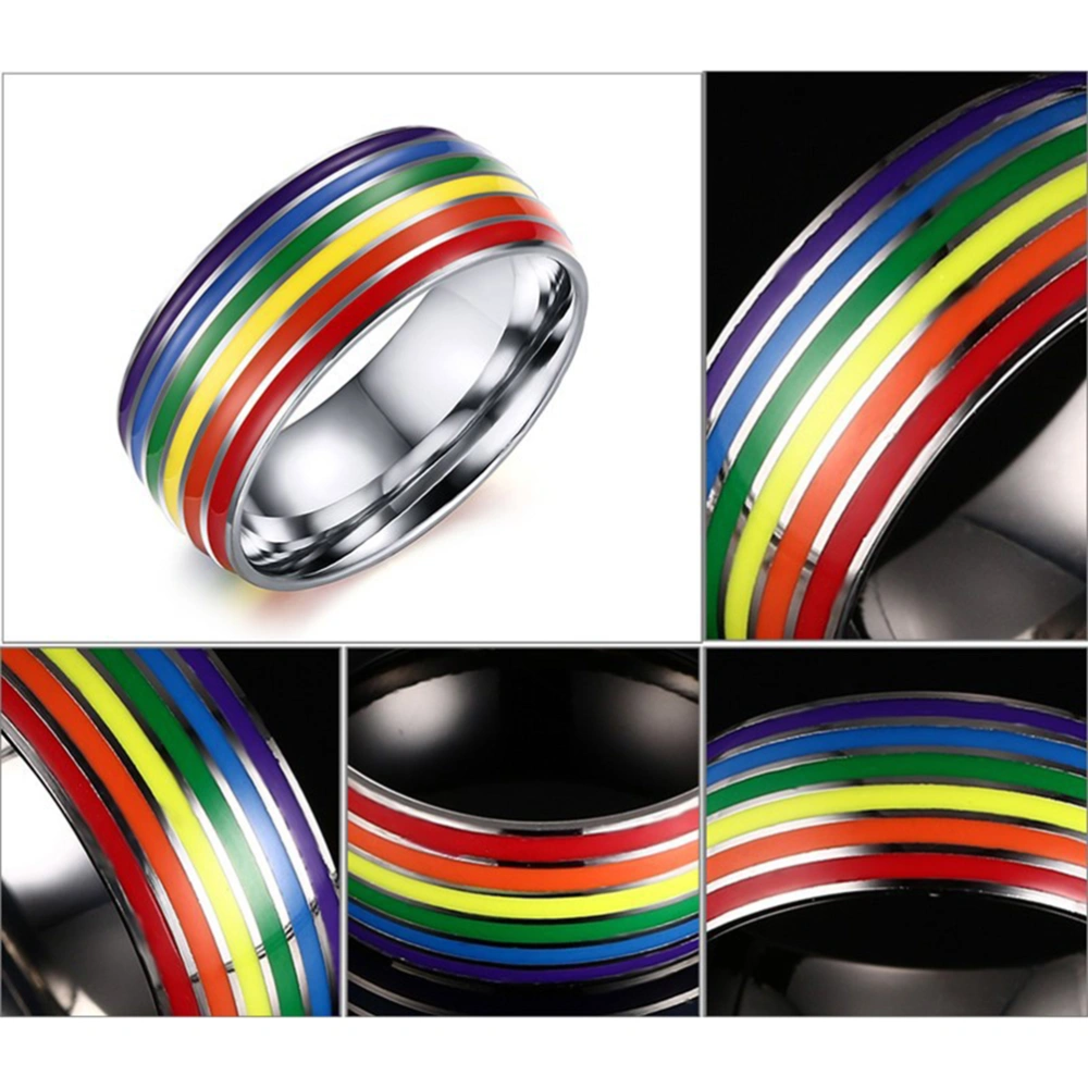 Rainbow Design Gay Jewelry Gay Titanium Ring Decorative Ring for Wearing Use (No.11)