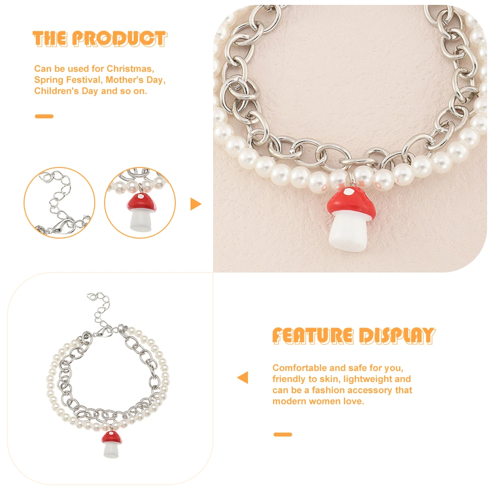 Pearl Bracelet Mushroom Bracelet Jewelry Pearl Wrist Chain Women Bracelet