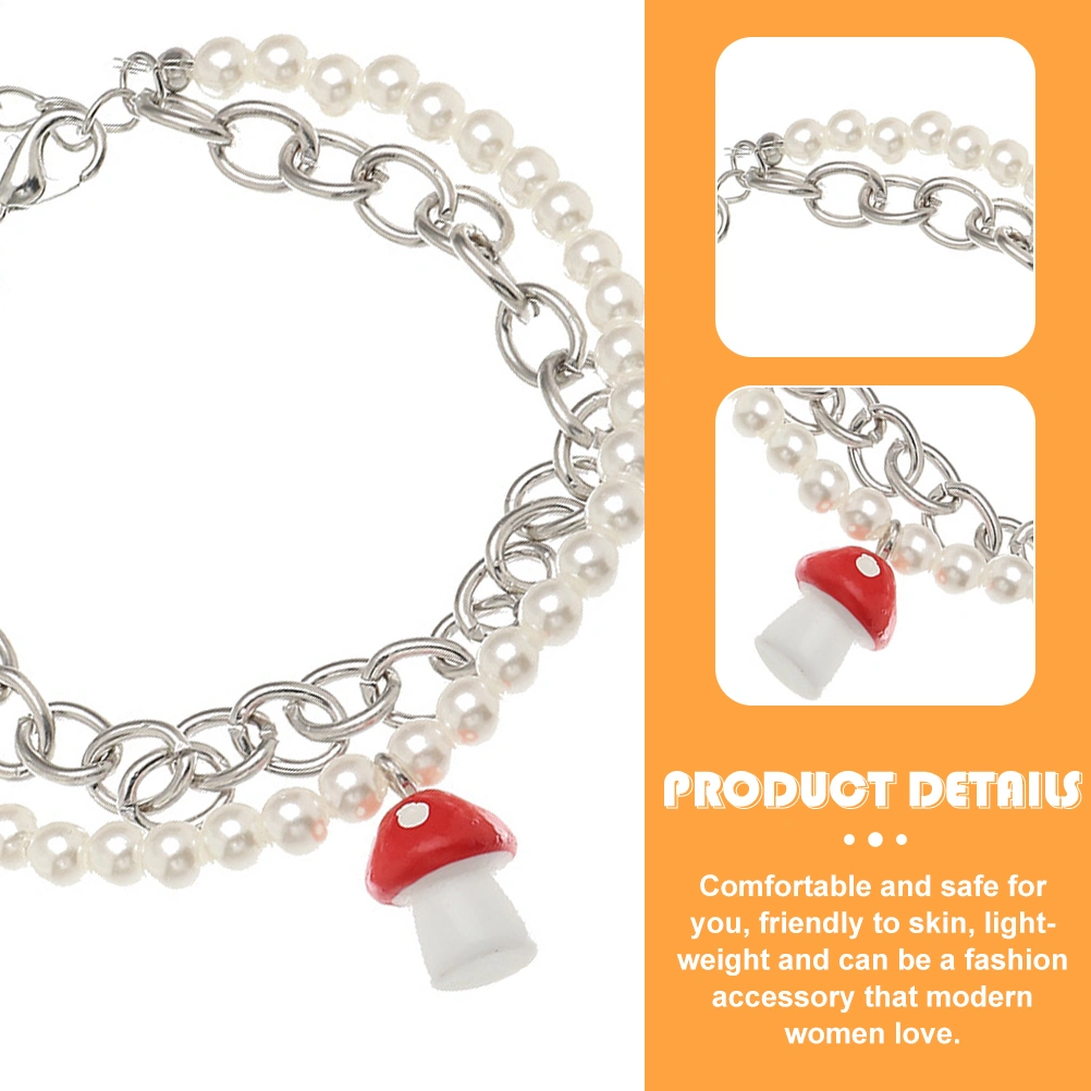 Pearl Bracelet Mushroom Bracelet Jewelry Pearl Wrist Chain Women Bracelet