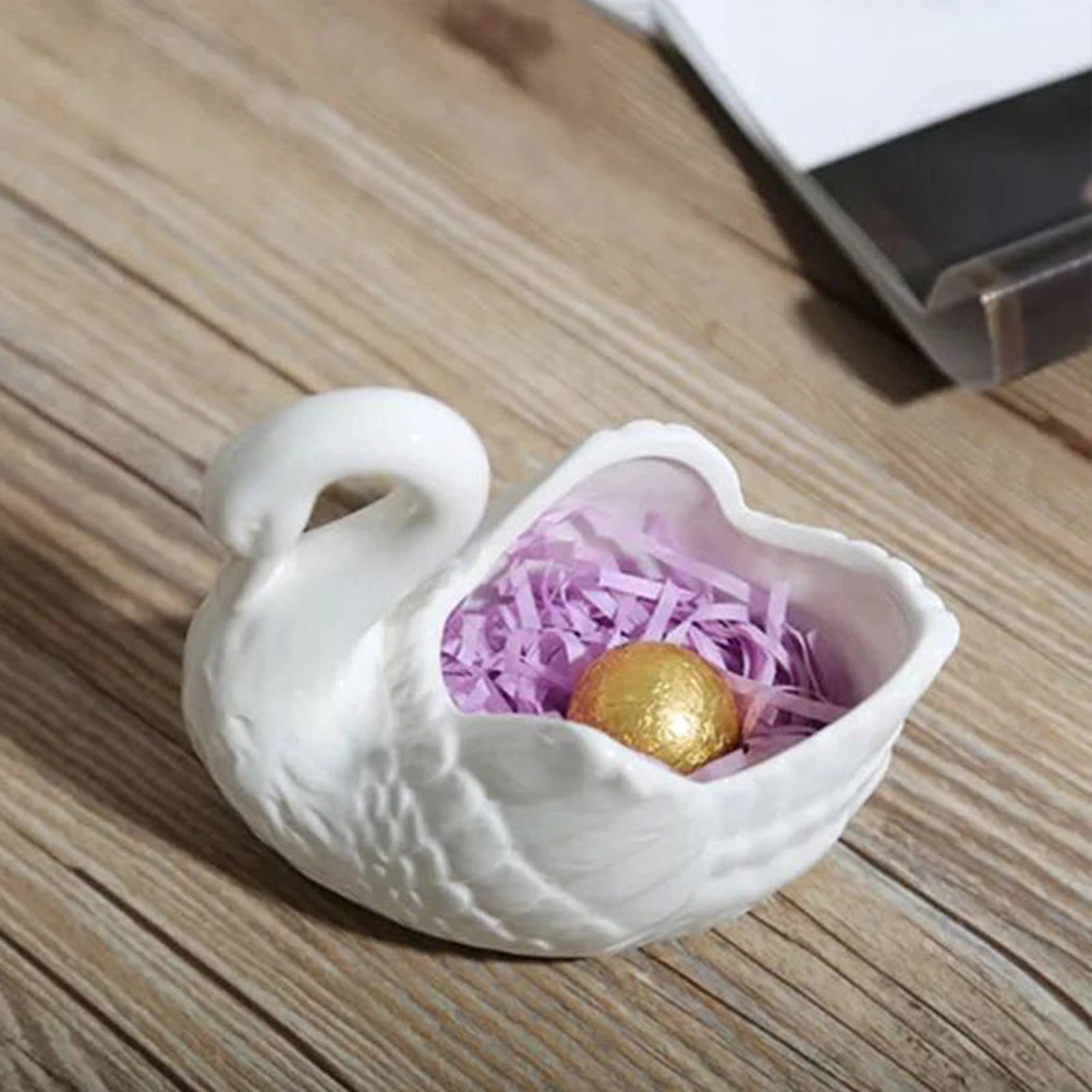 Ceramic Swan Ornament Mini Flower Pot Jewelry Organizer Tealight Holder Storage Dish Wedding Gift