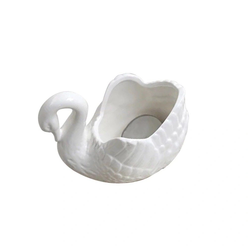 Ceramic Swan Ornament Mini Flower Pot Jewelry Organizer Tealight Holder Storage Dish Wedding Gift