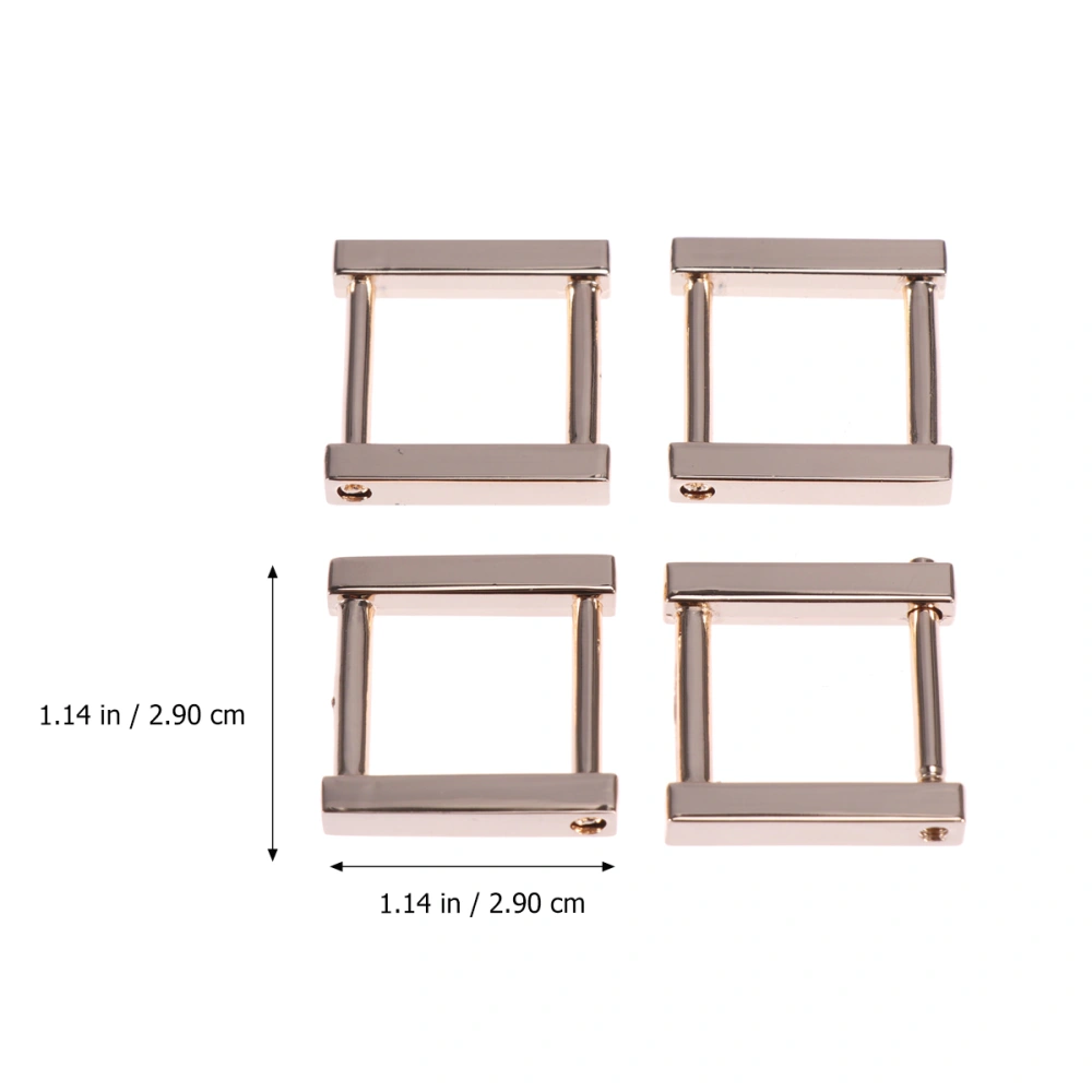 4 Pcs Small Size Golden Luggage Accessories Shoulder Strap Adjustment Ring Metal Rectangular Buckles for Bags Belt