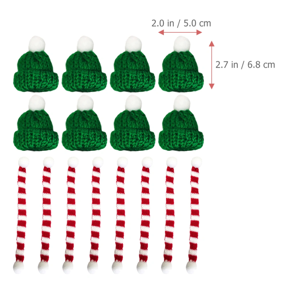 20pcs Mini Hat Mini Scarves Christmas Crafts Knit Hat And Scarf Christmas DIY Craft Supplies