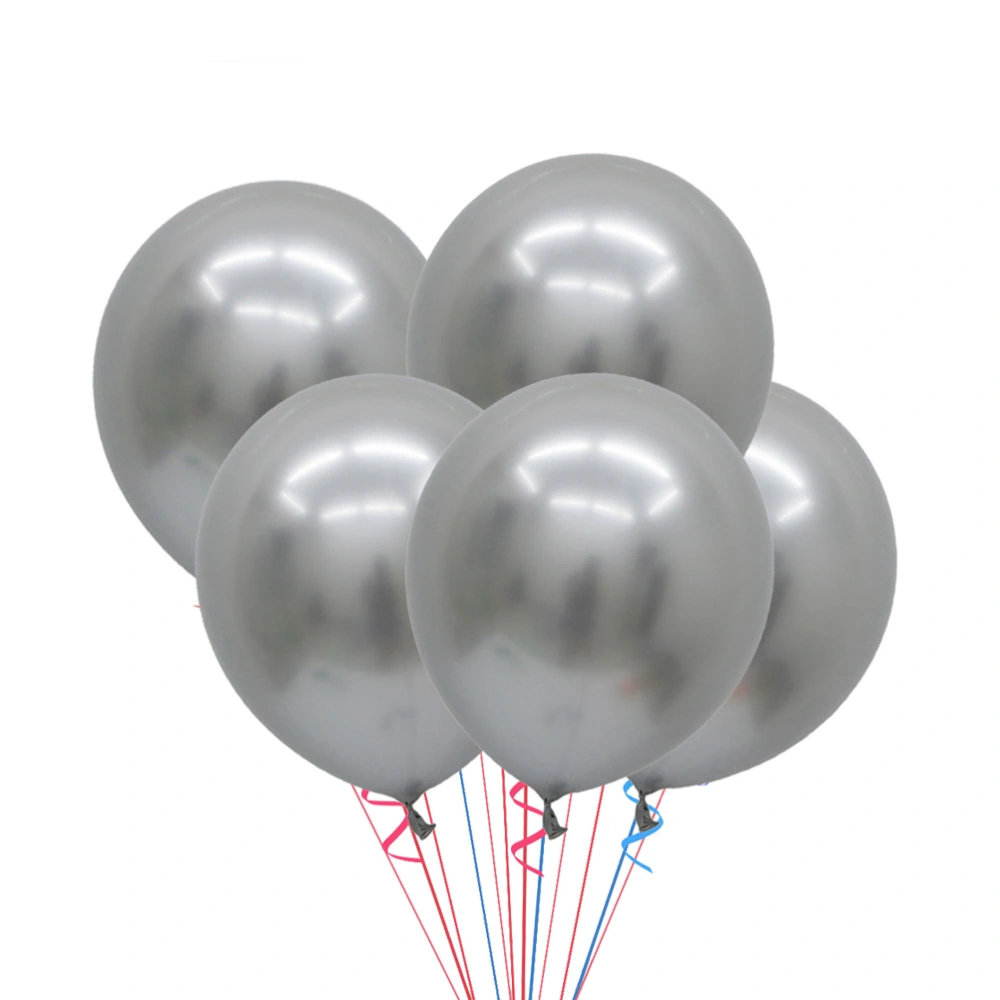 5pcs 12inch Latex Metallic Balloons Party Birthday Wedding Pearl Balloons Decoration (Silver)