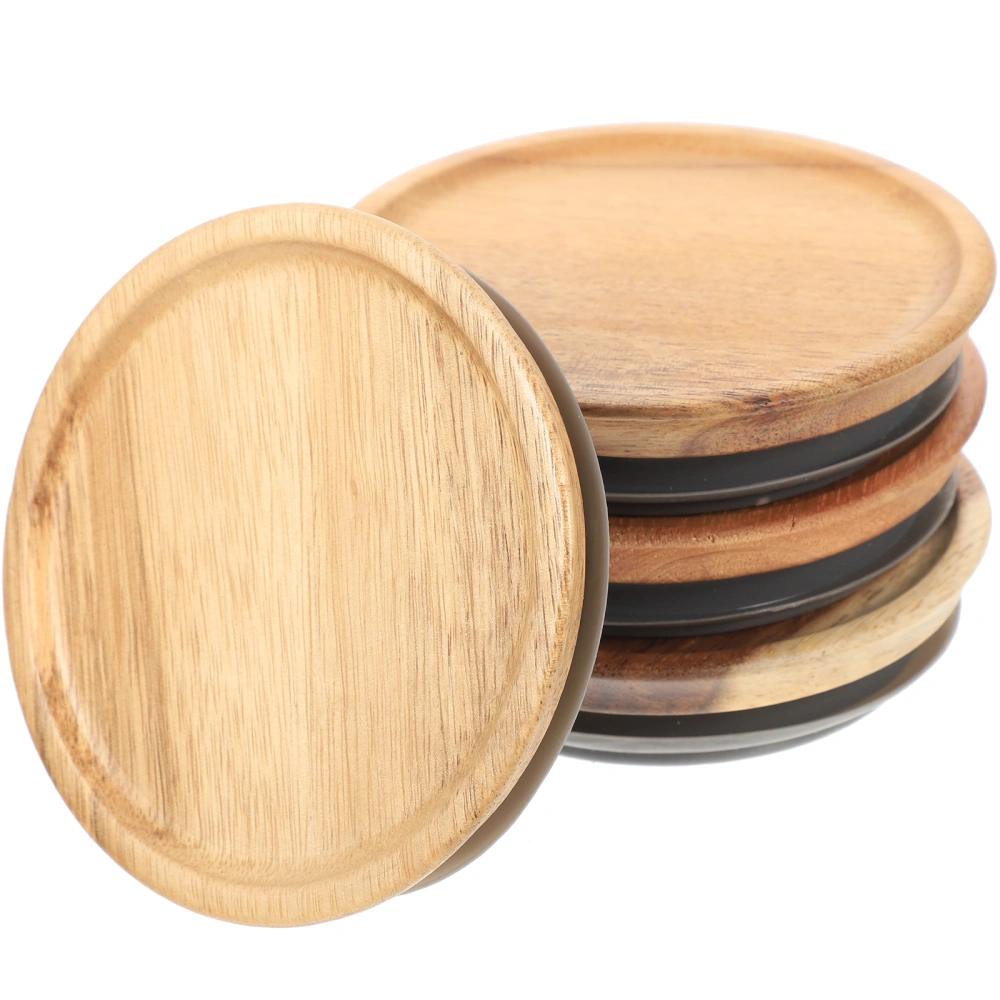 2pcs Mason Jar Lids Reusable Jar Lids Wooden Storage Lid with Silicone Seal